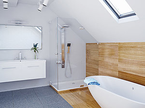 Glaserei Salzinger München Glasdusche unter der Dachschräge