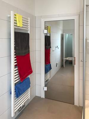 Komplett verspiegelte Ganzglastür der Glaserei Salzinger aus München